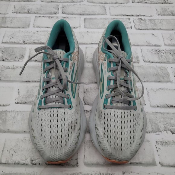 Brooks Glycerin 20 Running Sneakers WIDE Women's Size 10 Gray Teal Coral - READ - Picture 4 of 8